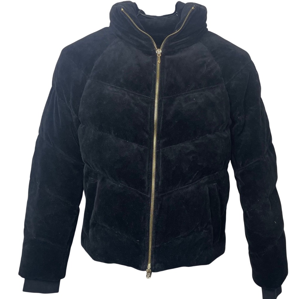 Juicy Couture Black Label Velvet Velour Puffer Jacket Duck Down Coat Y2K Small